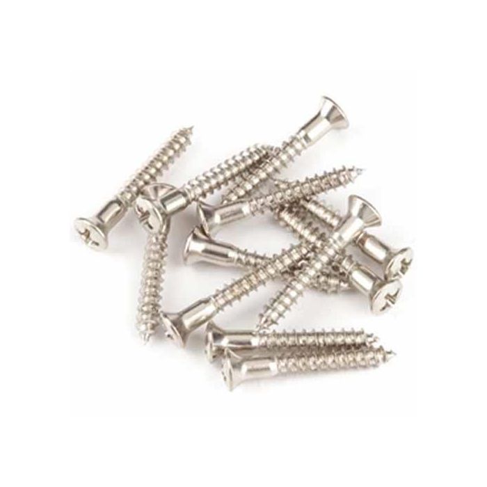 Genuine Fender Oval-Head (6 x 1") Nickel Strap Button Mounting Screws, 12 Pack