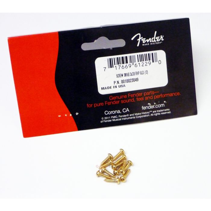 Genuine Fender Guitar Phillips Head GOLD Tuner/Machine Head Screws - Pkg of 12