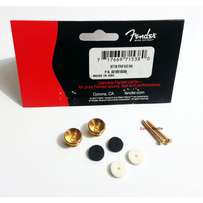 Genuine Fender "Vintage Style" Guitar & Bass Strap Buttons Set/Kit/Pair - GOLD