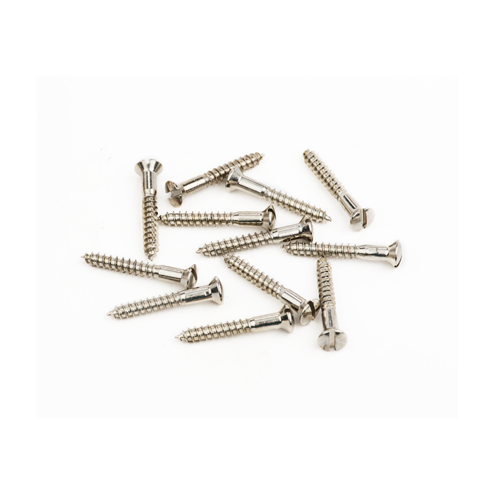 Genuine Fender Slotted Tele Bridge/Strap Button Screws (12) NICKEL, 001-8371-049