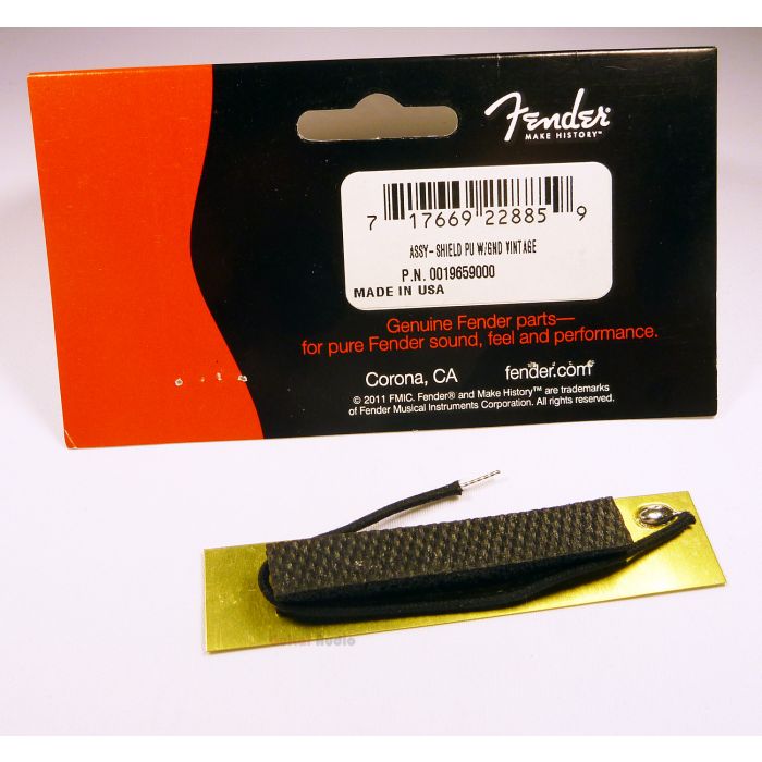Genuine Fender Vintage Jazz Bass NECK Pickup Shield w/ Ground Wire 001-9659-049