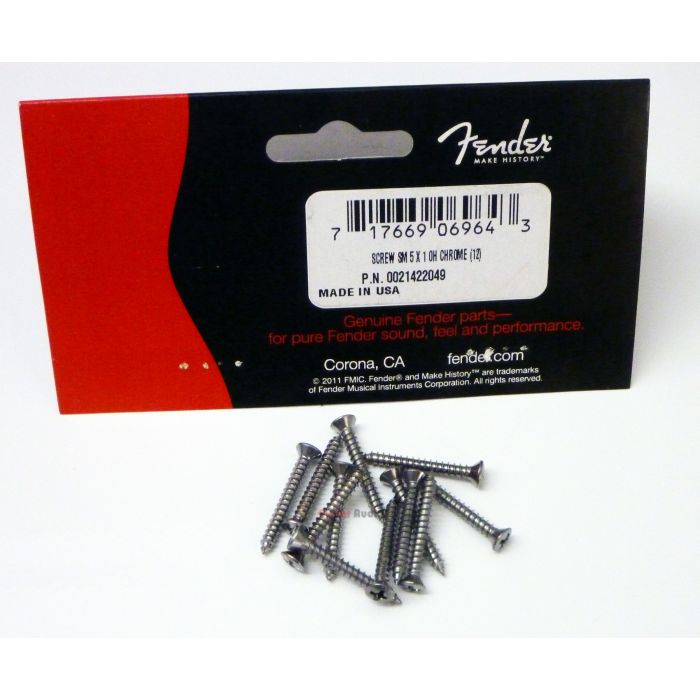 Genuine Fender Guitar/Bass Bridge and Strap Button Mounting Screws - Chrome