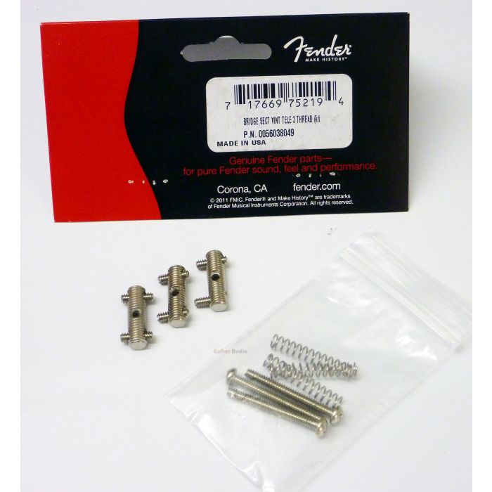 Genuine Fender American Vintage Telecaster Threaded Bridge Saddles - Nickel