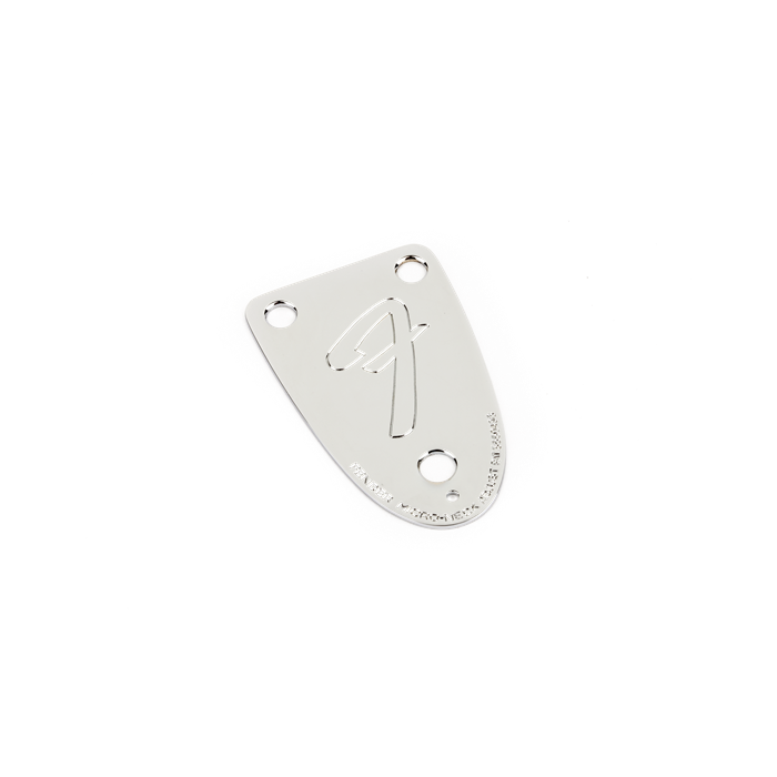 Genuine Fender '70s Vintage-Style 3-Bolt F-Stamped Bass Neck Plate, Chrome