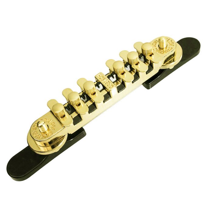 Genuine Gretsch SynchroSonic Adjustable Roller Guitar Bridge with Base - GOLD