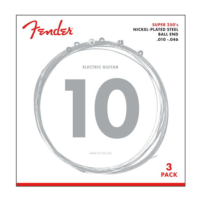 3-PACK Fender Super 250R NPS Electric Guitar Strings Set - REGULAR 10-46 GUAGE