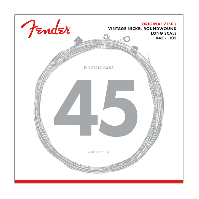 Fender 7150M Pure-Nickel Roundwound Bass Strings, Long-Scale MEDIUM 45-105