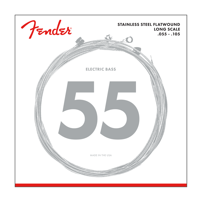 Fender 9050M Stainless Flatwound Electric Bass Strings, Long Scale MEDIUM 55-105