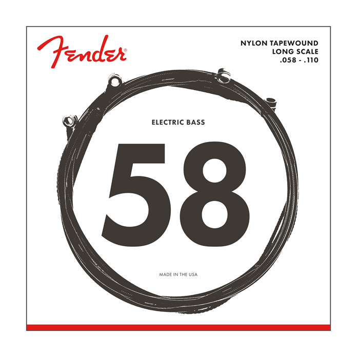 Fender 9120M Nylon Tapewound Electric Bass Strings, Long Scale MEDIUM 58-110