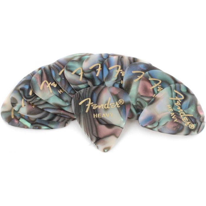 Fender 351 Premium Celluloid Guitar Picks - HEAVY, ABALONE - 12-Pack (1 Dozen)