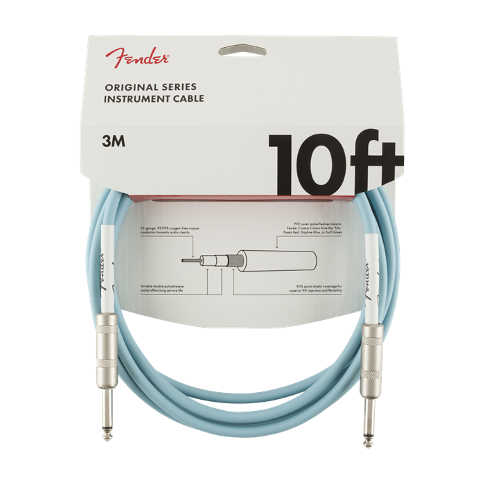 Genuine Fender Original Series Instrument/Guitar Cable, DAPHNE BLUE, 10' ft
