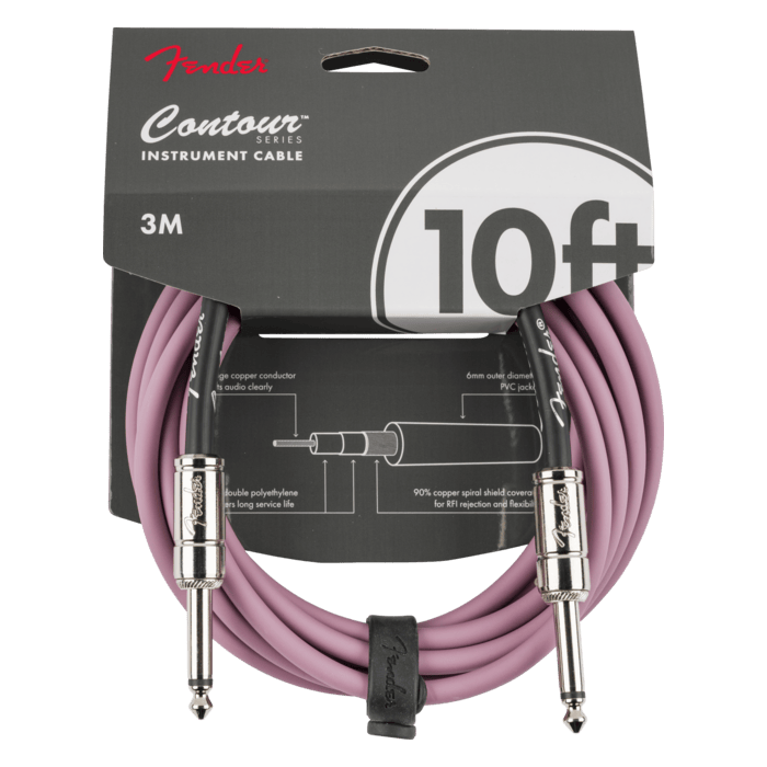 Fender Contour Series Guitar/Instrument Cable, Straight, 10' ft, Burgundy Mist
