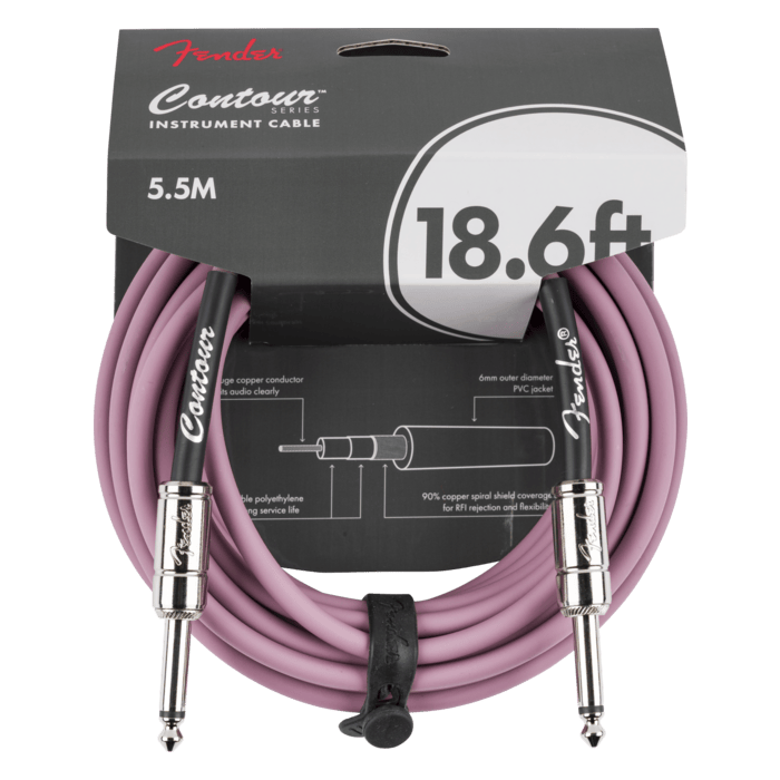 Fender Contour Series Guitar/Instrument Cable, Straight, 18.6' ft, Burgundy Mist