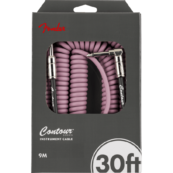 Fender Contour Series Guitar/Instrument Coiled Cable, 30' ft, Burgundy Mist