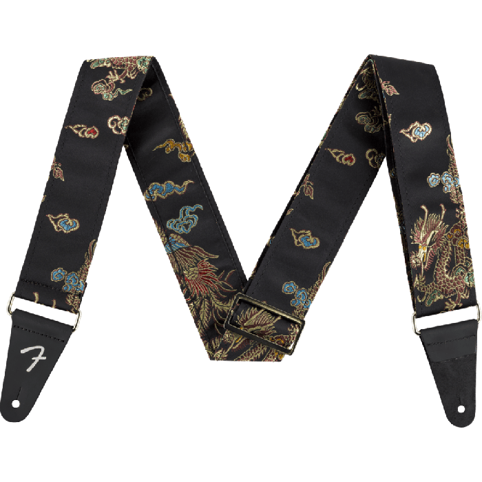 Genuine Fender Satin Dragon Guitar Strap, Black