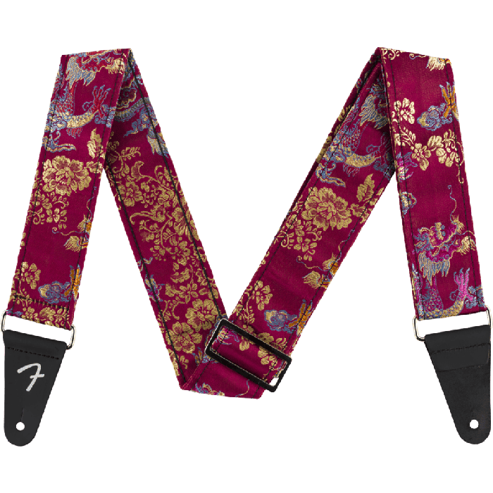 Genuine Fender Satin Dragon Guitar Strap, Wine