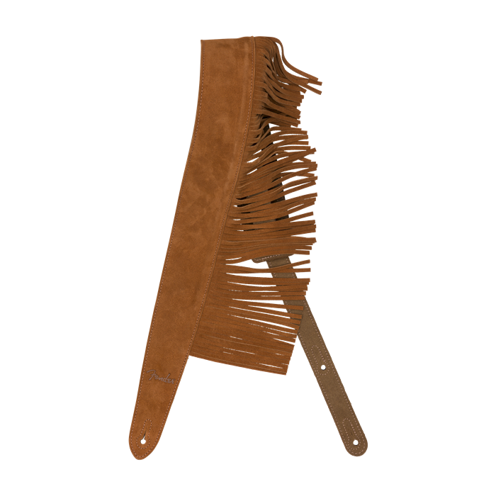 Genuine Fender Limited Edition 2-1/2 Inch Fringed Tan Suede Leather Guitar Strap