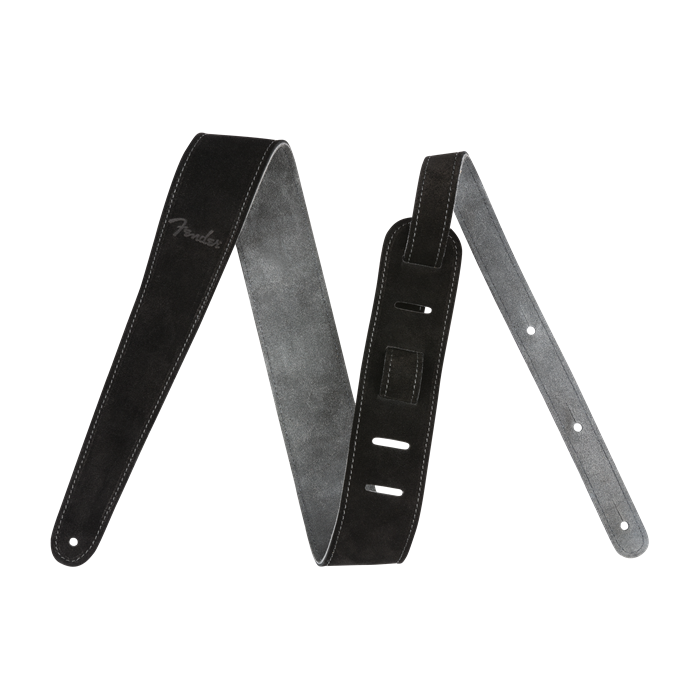Genuine Fender 2" Wide Suede Guitar Strap, Black/Gray, Reversible