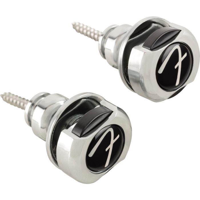 Genuine Fender Infinity F Logo Strat/Tele Guitar Strap Locks Straplocks - CHROME