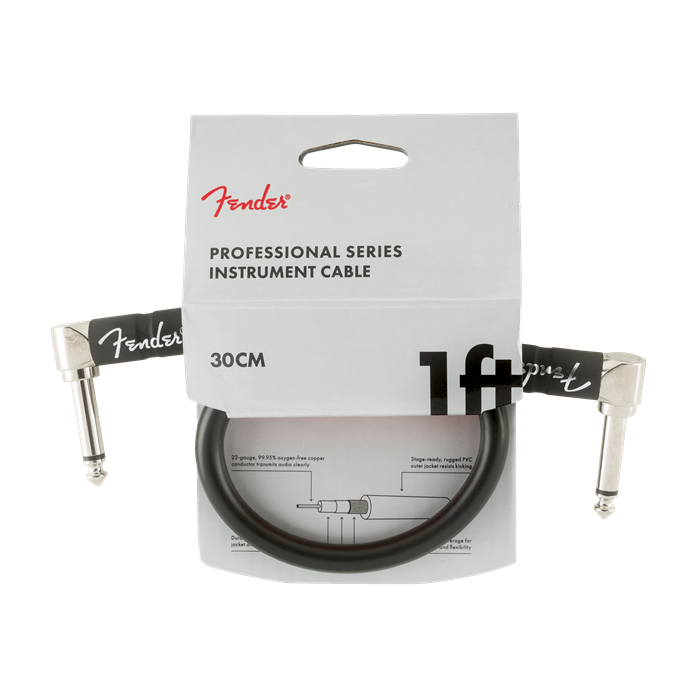 Fender Professional Series Guitar/Instrument Patch Cable, Right Angle, 1' ft