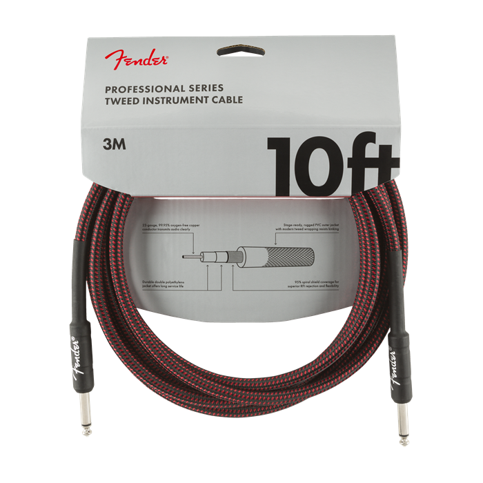 Genuine Fender Professional Series Guitar/Instrument Cable - RED TWEED - 10' ft