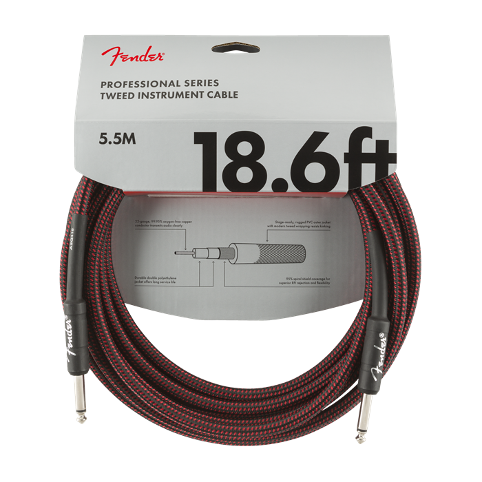Genuine Fender Professional Series Guitar/Instrument Cable - RED TWEED - 18.6'ft