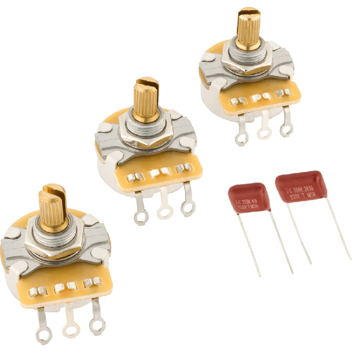 Genuine Fender Stratocaster Split Shaft Potentiometer and Capacitor Kit, 3-Pack