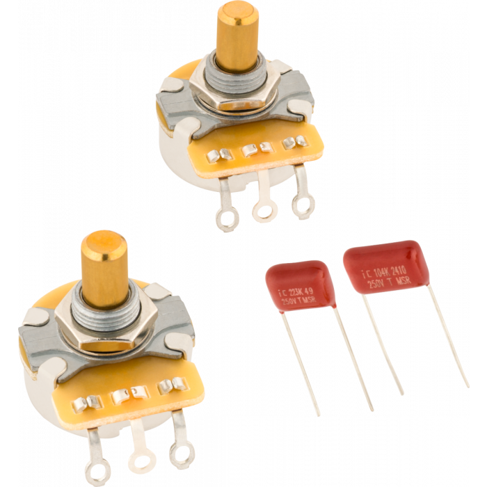 Genuine Fender Telecaster Solid Shaft Potentiometer and Capacitor Kit, 2-Pack