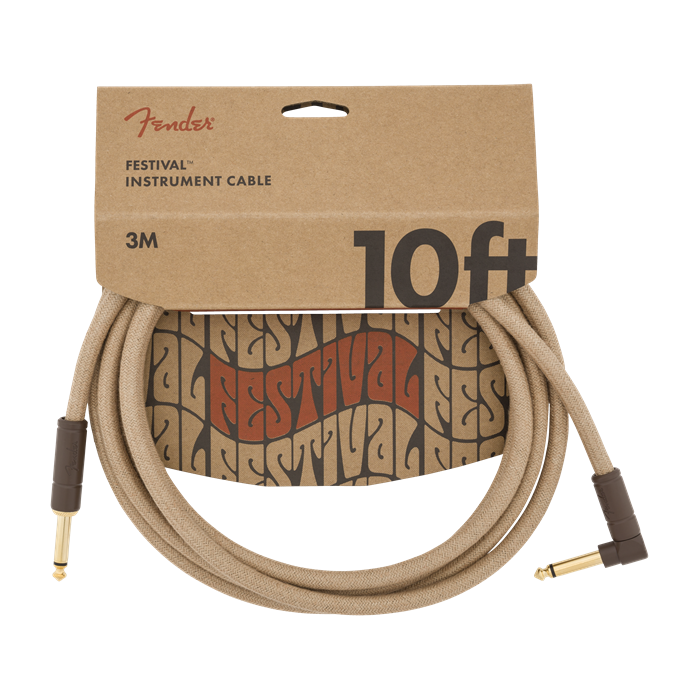 Fender Festival Instrument/Guitar Cable Eco-Friendly Pure Hemp, NATURAL 10' ft