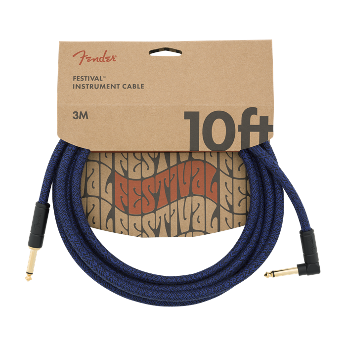 Fender Festival Instrument/Guitar Cable Eco-Friendly Hemp, BLUE DREAM 10' ft