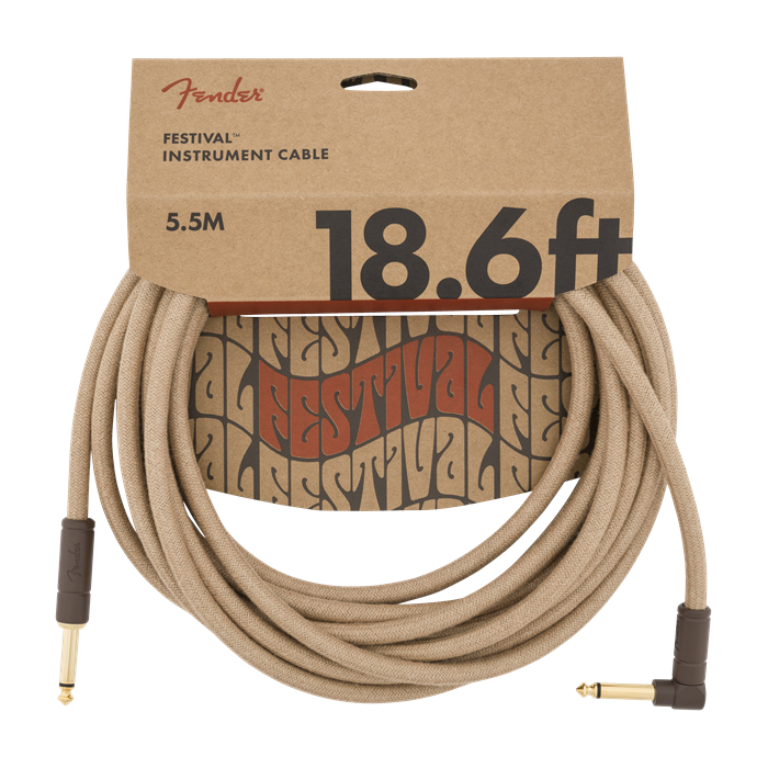 Fender Festival Instrument/Guitar Cable Eco-Friendly Pure Hemp, NATURAL 18.6' ft