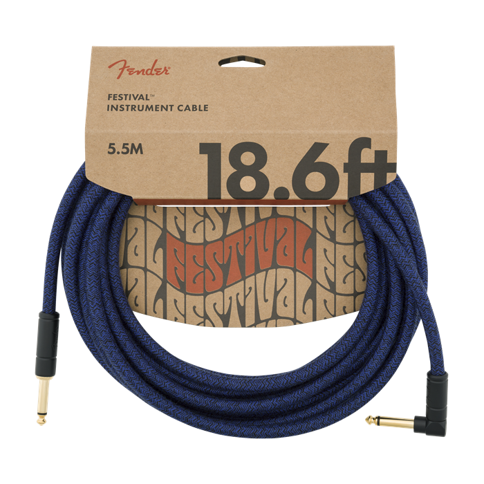 Fender Festival Instrument/Guitar Cable Eco-Friendly Hemp, BLUE DREAM 18.6' ft