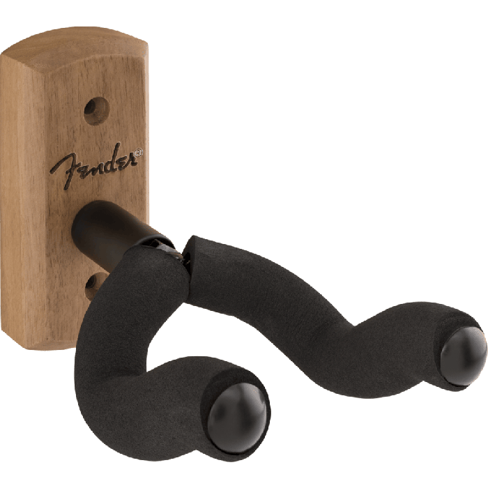 Fender Essentials Wall-Mount Acoustic or Electric Guitar Hanger, Walnut