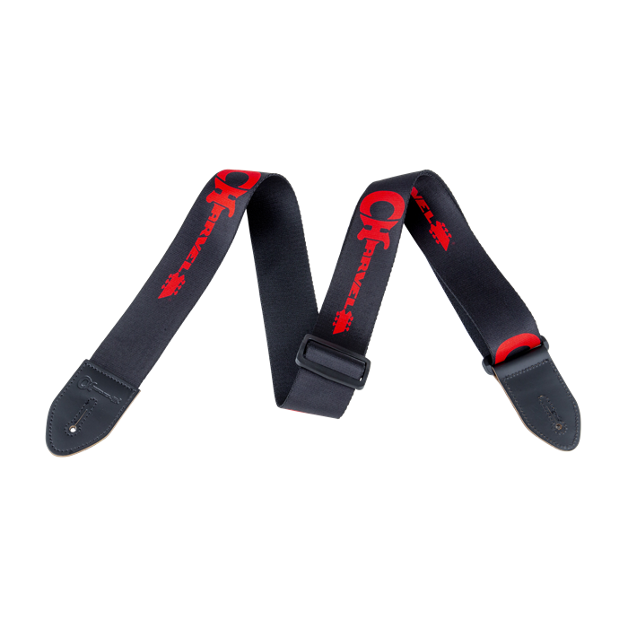 Genuine Charvel Logo Guitar Strap, Black with Red Logo
