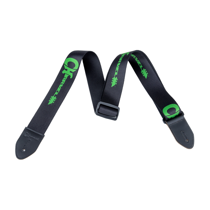 Genuine Charvel Logo Guitar Strap, Black with Green Logo