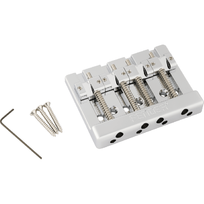 Genuine Fender HiMass 4-String Bass Bridge with BRASS Saddles, CHROME