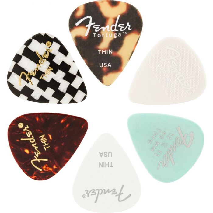 Fender Guitar Picks 351 Shape, Material Color Medley Mix Set, THIN (6 PACK)