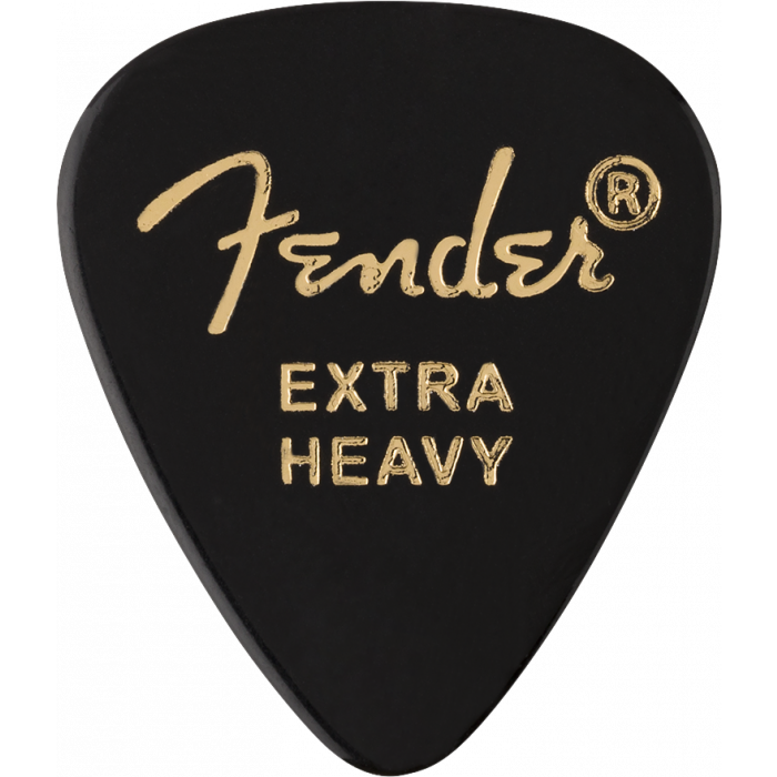 Fender 351 Classic Celluloid Guitar Picks- BLACK, EXTRA HEAVY, 12-Pack
