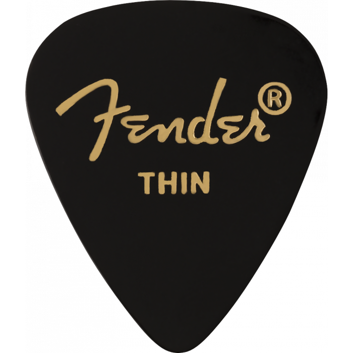 Fender 351 Premium Celluloid Guitar Picks - THIN BLACK  - 12-Pack (1 Dozen)