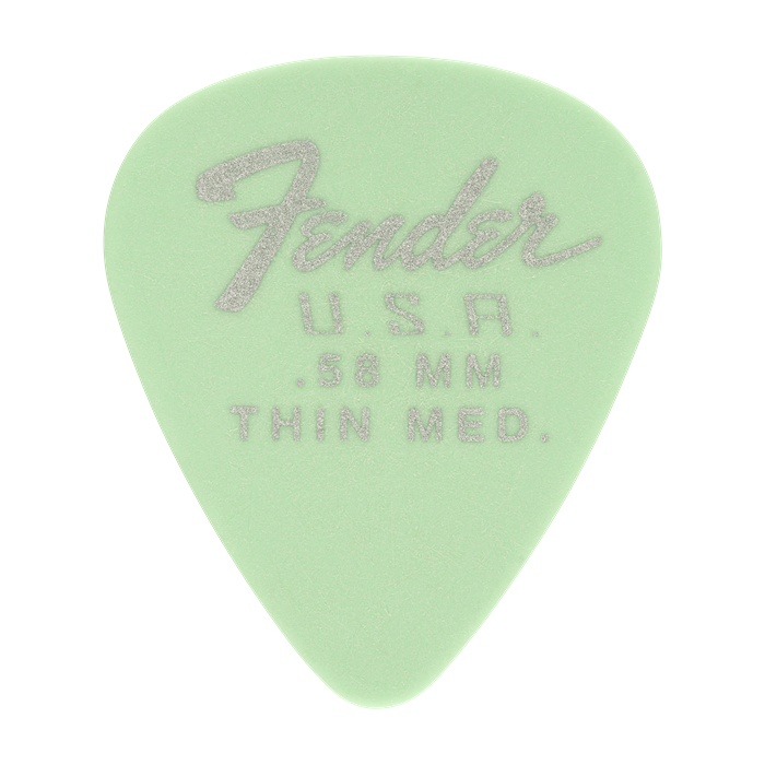 Genuine Fender 351 Dura-Tone Delrin Guitar Picks, SURF GREEN, .58, 12 PACK