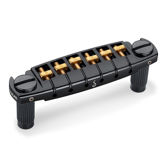Schaller Germany Signum Wraparound Locking Guitar Bridge, BLACK w/Brass Saddles