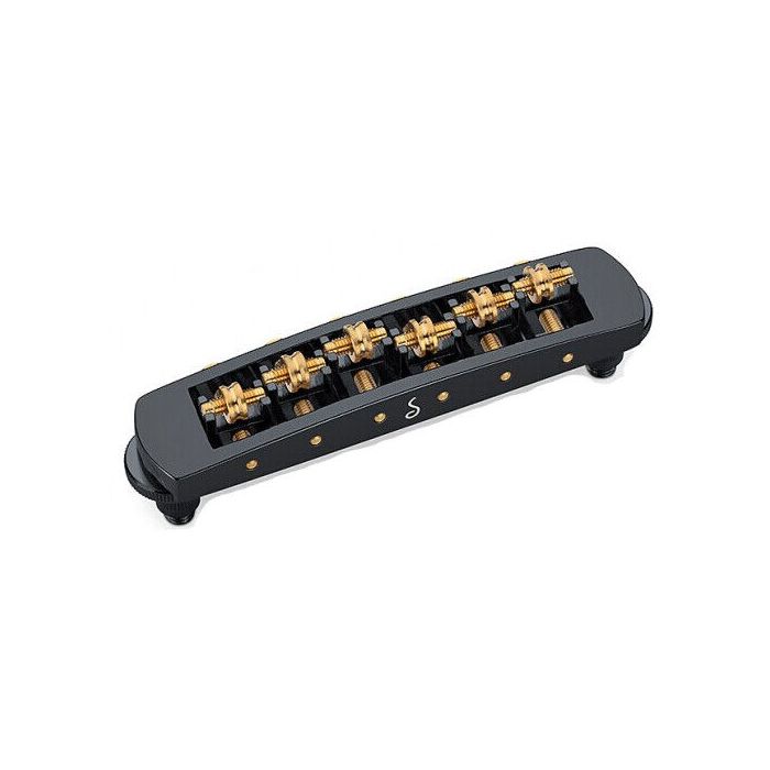 Schaller Germany STM Roller Bridge for Les Paul Guitar, BLACK w/ Brass Saddles