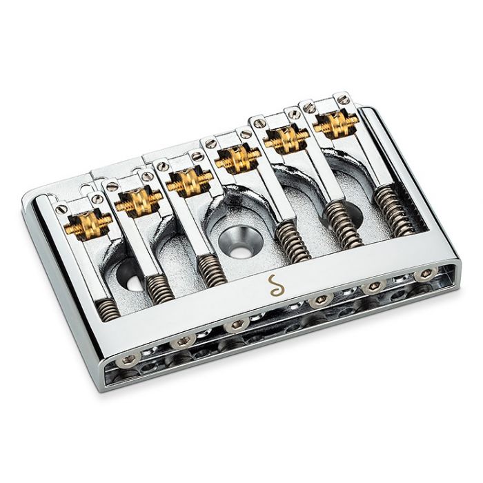 Schaller Germany 3D6 6-String Flatmount Roller Guitar Bridge, CHROME 12120200