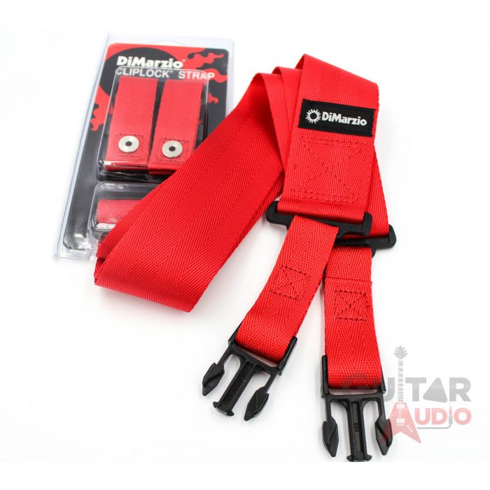 DiMarzio ClipLock Quick Release 2" Nylon Guitar Strap - RED, DD2200RD