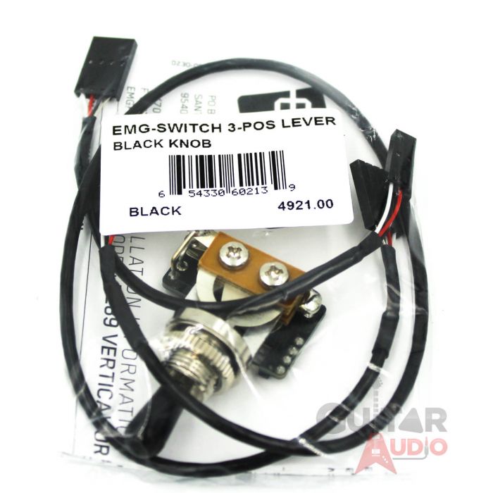 EMG 3-Position Lever Solderless Toggle Switch- Black Knob(4921.00)