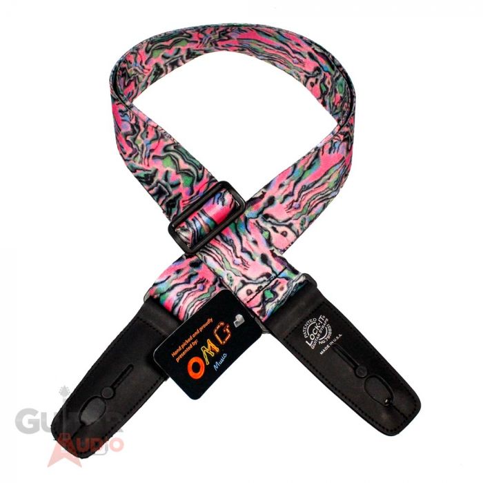 Lock-It Poly Plush Series Guitar Strap, 2" Wide - Pink Swirl