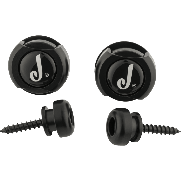 Genuine Jackson J LOGO BLACK Guitar Strat/Tele Straplocks Strap Locks Set