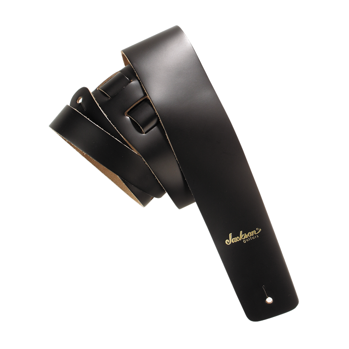 Jackson 2" Leather Logo Adjustable Guitar Strap Extra-Long Up to 63" - Black