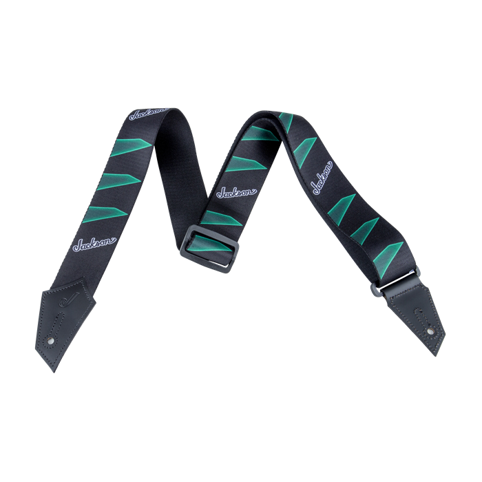 Genuine Jackson Logo Guitar Strap, Headstock Pattern, Black/Green