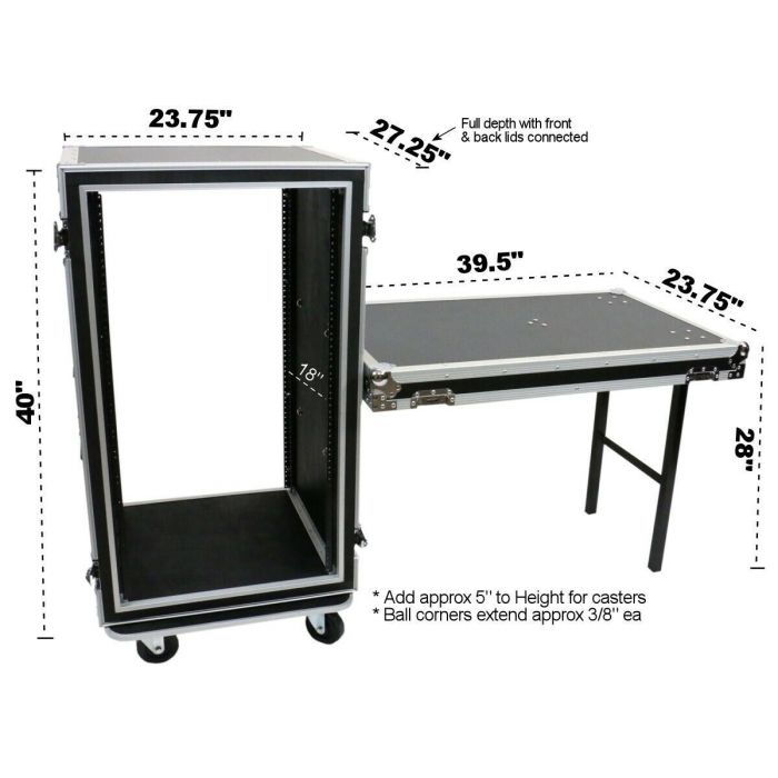 OSP 20-Space ATA Shock Mount Deep Amp Flight Rack Case w/ Table - SC20U-20SL